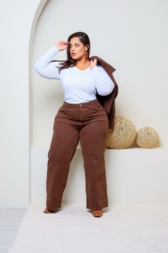 CALÇA JEANS WIDELEG MARROM - comprar online