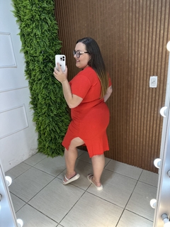 VESTIDO PLUSSIZE CANELADO PREMIUM MIDI VERMELHO - comprar online