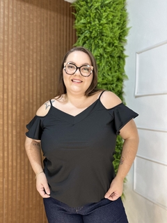 BLUSA CREPINHO CIGANINHA PRETO