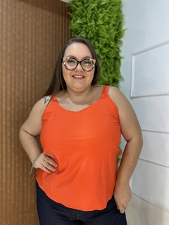 BLUSA CREPINHO ALÇA LARGA LARANJA - comprar online
