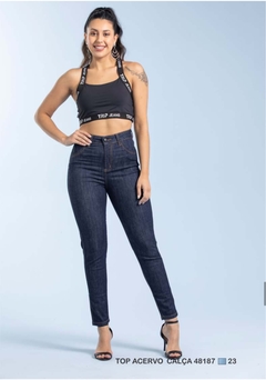 CALÇA JEANS COPACABANA BOTÃO COURO - comprar online