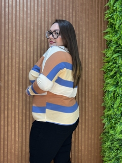 BLUSA DELTA LISTRADO BEGE E AZUL na internet