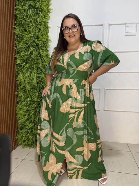 VESTIDO LONGO VISCOSE ESTAMPADO VERDE - comprar online