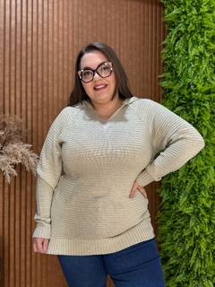 TRICÔ VEST CAPUZ LUANA BEGE - comprar online