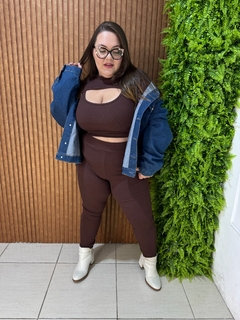CONJUNTO RIBANA CALÇA CROPED MARROM - comprar online