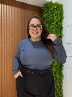 CACHAREL GOLA REDONDA CANELADA PLUSSIZE CINZA - comprar online