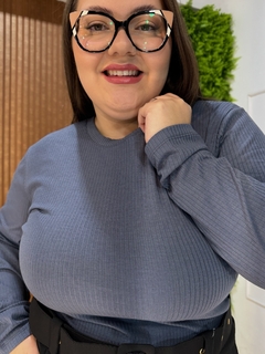 CACHAREL GOLA REDONDA CANELADA PLUSSIZE CINZA na internet