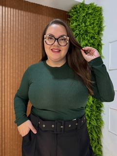 CACHAREL GOLA REDONDA CANELADA VERDE ESCURO - comprar online