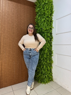 CACHAREL GOLA REDONDA CANELADA PLUSSIZE BEGE CLARO na internet