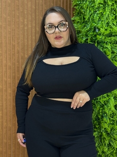 CONJUNTO RIBANA CALÇA CROPED PRETO - Moda Básica & Identidade Urbana