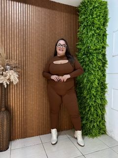 CONJUNTO RIBANA CALÇA CROPED MARROM CLARO - loja online