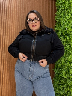 JAQUETA SUEDE COM PÊLO MARIAH PRETO - comprar online