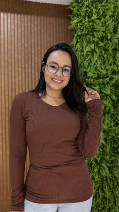 CACHAREL GOLA REDONDA CANELADA MARROM CAFÉ - Moda Básica & Identidade Urbana