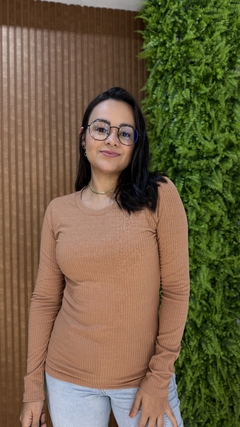 CACHAREL GOLA REDONDA CANELADA BEGE - Moda Básica & Identidade Urbana
