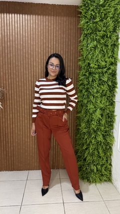 CALÇA ALFAIATARIA COM CINTO TELHA - comprar online