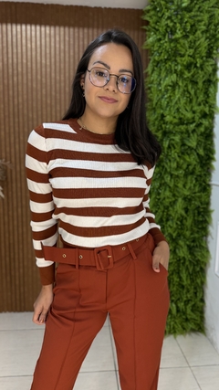 CALÇA ALFAIATARIA COM CINTO TELHA - Moda Básica & Identidade Urbana