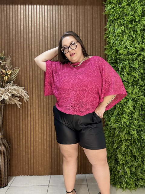 BLUSA AMPLA MALHA COQUEIRO COM REGATINHA PINK - comprar online