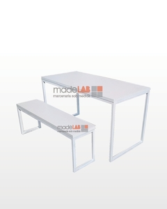 MESA + 1 BANCO 120X60 BRANCO + BRANCO - M1B1206075BCOBCOFC - MadeLAB Móveis | Móveis Industriais | Móveis sob-medida | Mesas | Estantes