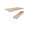 Mesa + 2 Banco 160x90cm Branco+Carvalho Hannover- M2B16090BCOCAR