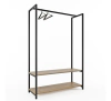 Arara Cabideiro Preto + Carvalho Hannover - 2 Prateleira - 180x135x50cm - CABFERR180135PTOCAR2P