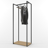 Arara para loja de roupas com uma prateleira estilo industrial