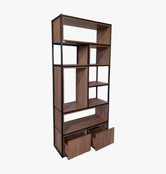 Estante Nicho Gaveta 210x95x35cm Preto + Carvalho Hannover - ESTNG2109535PTOCAR - MadeLAB Móveis | Móveis Industriais | Móveis sob-medida | Mesas | Estantes