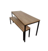 Mesa + 1 Banco 120X60CM Pés Abertos - Preto + Carvalho Hannover - M1B12060PTOCARAB