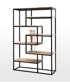 Estante Cruzada 180x120x30cm Preto + Carvalho - ESTCRU18012030PTOCAR - MadeLAB Móveis | Móveis Industriais | Móveis sob-medida | Mesas | Estantes