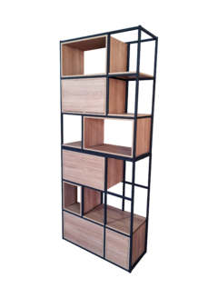 Estante para Livros Industrial Meia Divisória 240x100x40cm - Preto + Carvalho Hannover na internet
