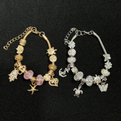 Pulseira Pandora Berloques Rosa Ouro Prateada Estilo Feminina - comprar en línea