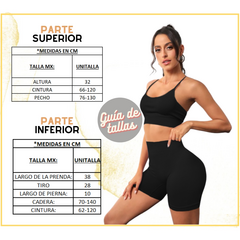 Conjunto Dama Set 2 Piezas Short Biker Y Top Anticelulitis Negro