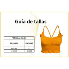 Blusa Top Para Dama Crop Top Mujer Textura Canalé de Tirantes Mostaza