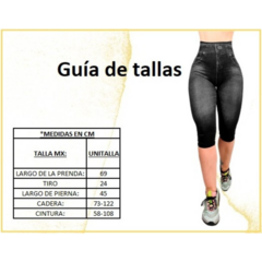 Leggins Capri de Mujer Lycra Malla Diseño Mezclilla con líneas negra