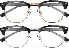 BOSSWIN Blue Light Glasses, 2 Pack, Fashion Round