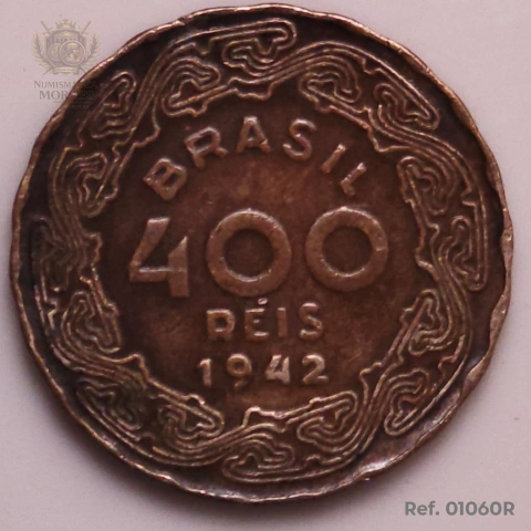 Ref. 01060 - 400 Réis 1942 Níquel Rosa KM#547 - comprar online