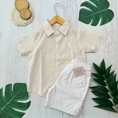 Camisa rayitas beige niño - comprar online