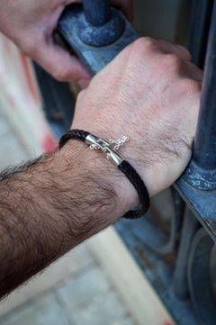 Pulsera Gonza Trenzada con Cierre ancla, con cadena de seguridad - melekjoyass