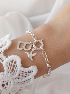 Pulsera Rolo con dije inicial y Cubic - tienda online