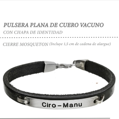 Pulsera cuero y chapa identidad