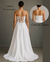 Vestido de noiva minimalista tomara que caia costas amarração branco acetinado com fenda simples - by lana