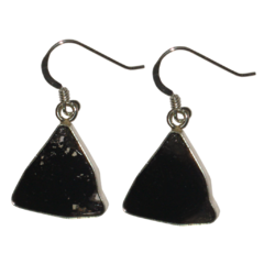 Black Tourmaline Slice Earrings