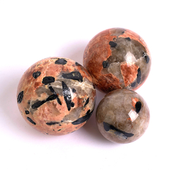 Black Tourmaline on Feldspar Spheres