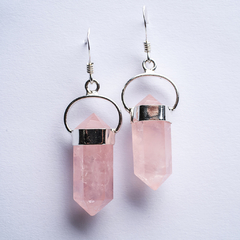 Rose Quartz Twn Point Earrings