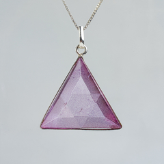 Pink Aura Vogel Triangle Pendants