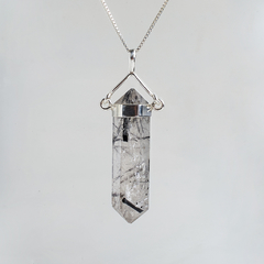 Tourmalinated Quartz Swivel Point Pendants