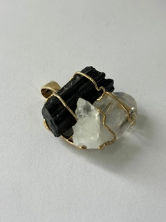 Rough Tourmaline and Clear Quartz Pendant