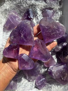 Amethyst Faceted Hearts