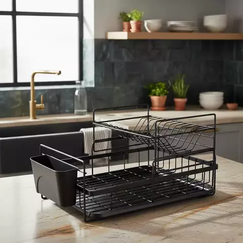 Secador o escurridor De Platos 2 Niveles C/bandeja Pvc Negro - comprar online
