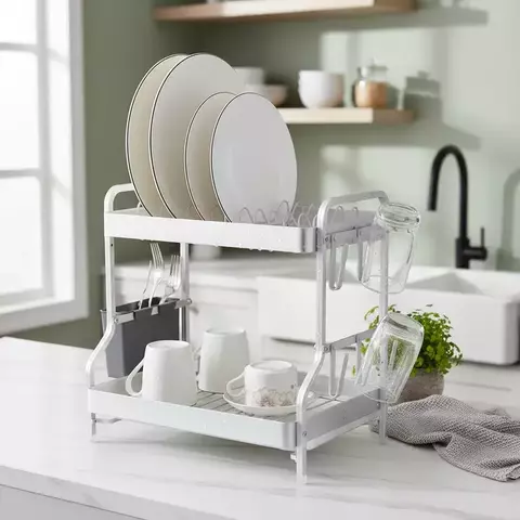 Secaplatos Vonne Aluminio 2 Pisos Bandeja Escurre Cubierto - comprar online