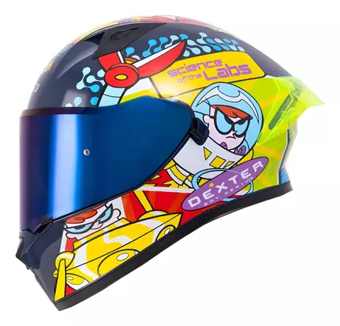 CASCO HRO 523 DV DEXTER AZUL MARINO, ROJO BRILLO XL